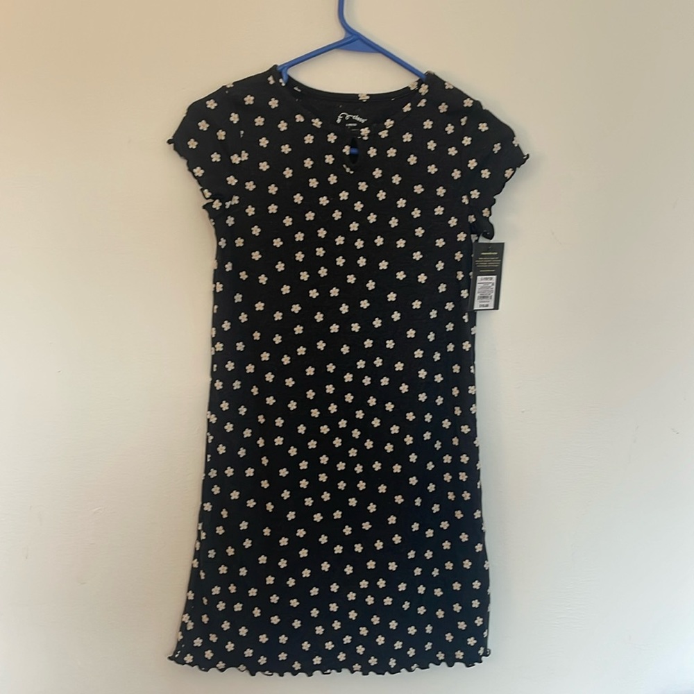 Girls Keyhole Knit Dress Art Class Black Floral Size large